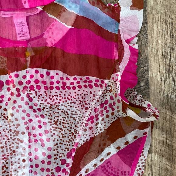 Diane Avon Furstenberg Silk Ruffle top sleeveless multi color - Picture 8 of 11